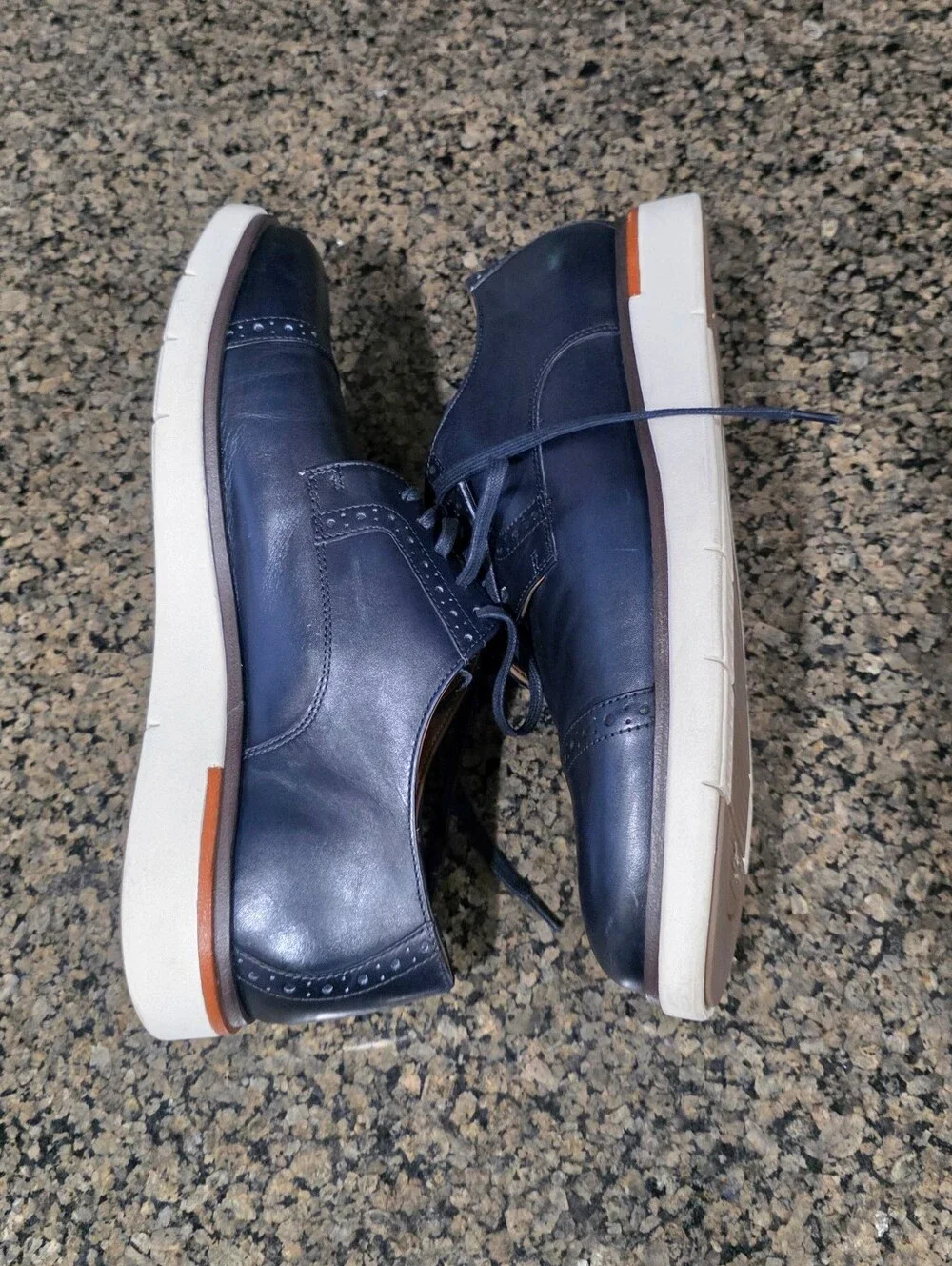 Allen Edmonds Caleb Hybrid Navy Blue Cap Toe Derby Oxford Dress Shoes Mens 10  D